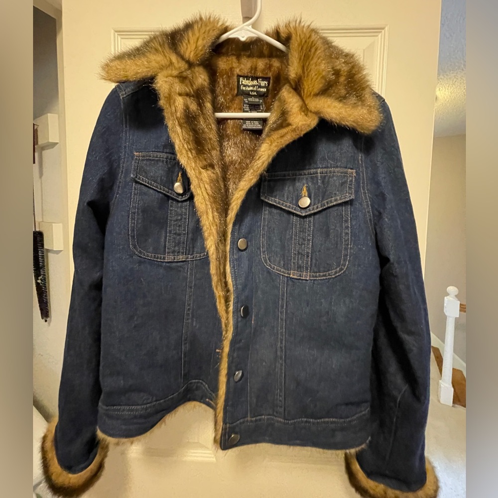 Fabulous Furs Faux Fur-Lined Denim Jacket